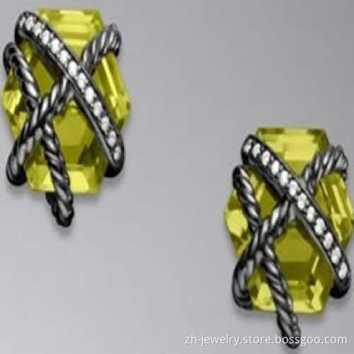 Austrian Crystal Stud Earrings, Available in Yellow and Pink Color